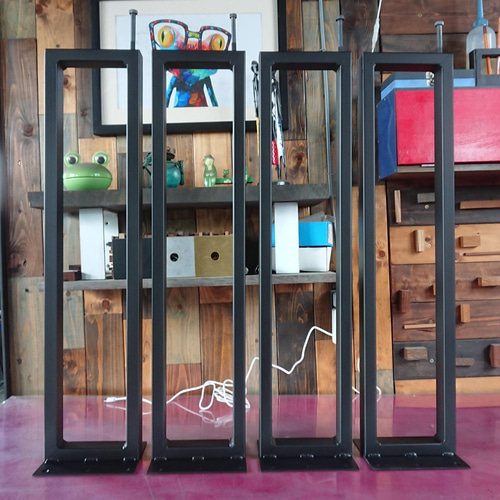 マットブラックでアイアンな極細鉄脚♪ 40×150×650mm □型 4脚ver  