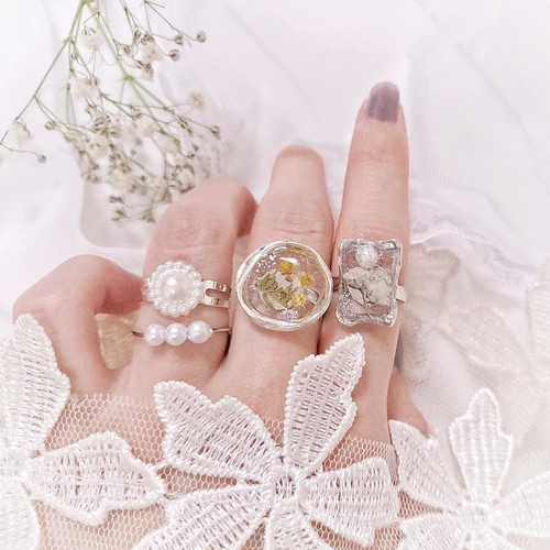 あなたの願いが叶う不思議なドライフラワーリング❁.* 指輪・リング