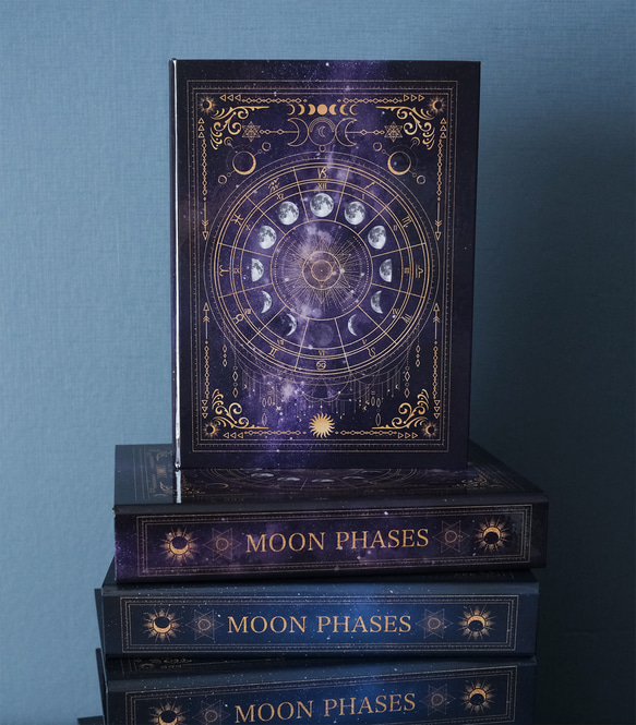魔法の本のようなブックボックス "月の満ち欠け・12星座" / 小物入れ 4枚目の画像