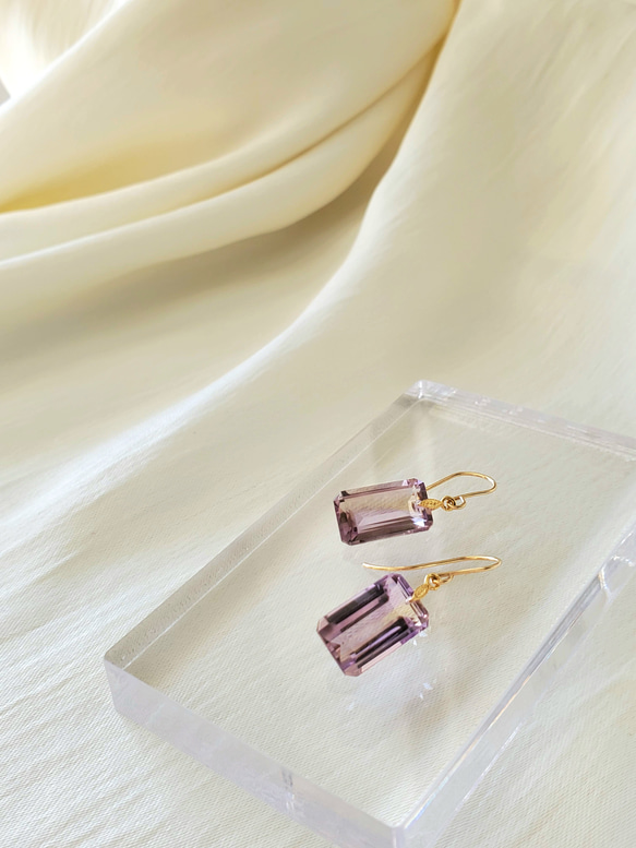 最後一個！ ︎ 天然石紫黃晶單隻耳環/耳環 第1張的照片