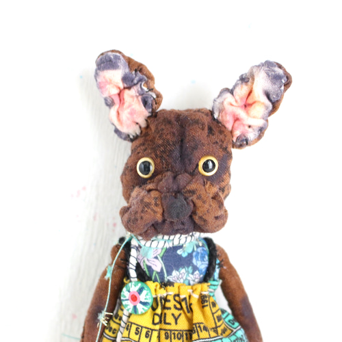 ブルドッグ レザー ぬいぐるみ 茶色とクリーム色 【公式通販】