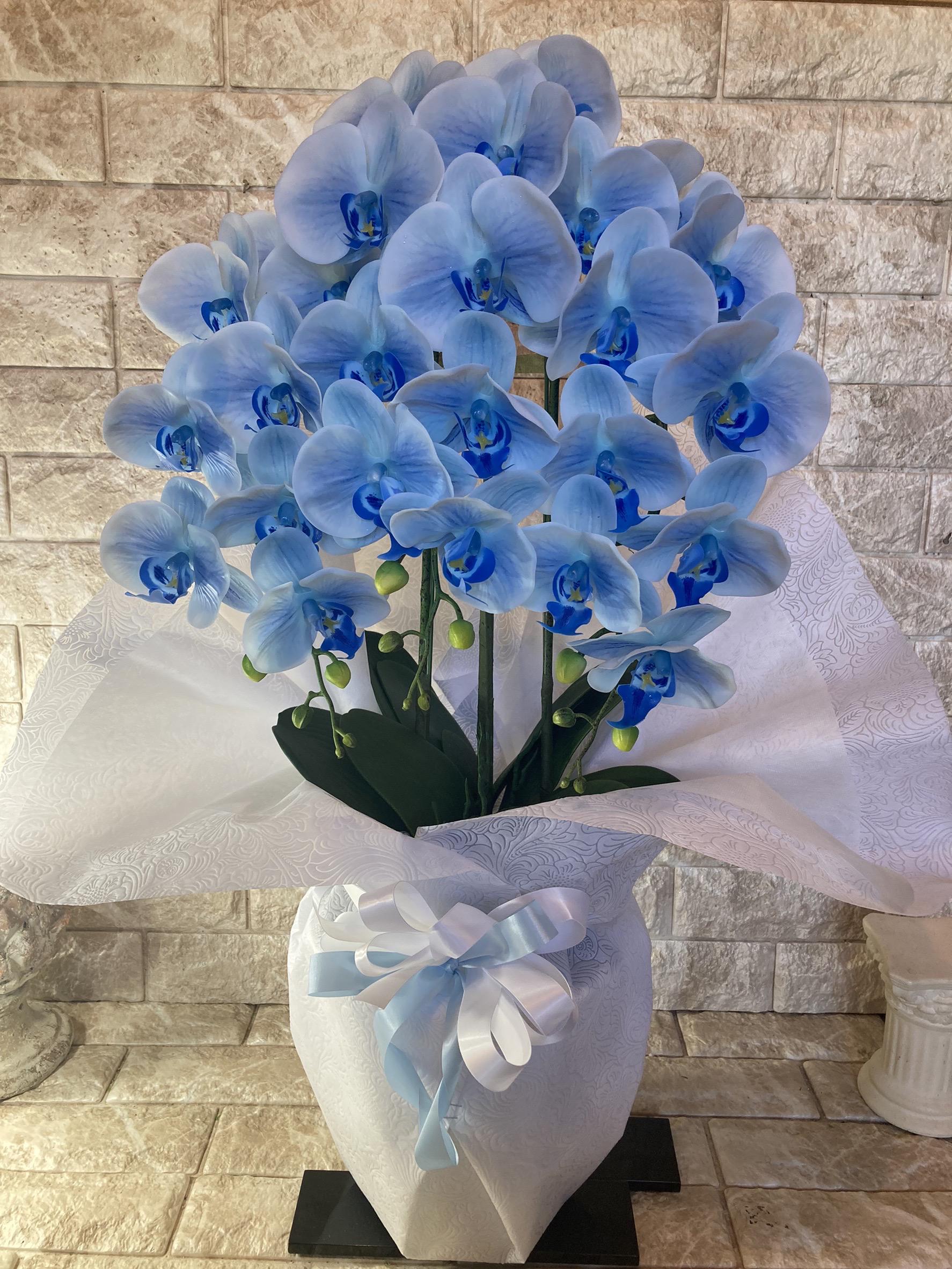 光触媒　人工観葉植物　ウォールグリーン　フェイクグリーン　フラワー　ハンドメイド　リアル胡蝶蘭ブルーg