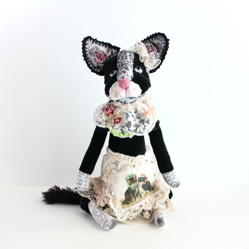 黒白ハチワレ猫のぬいぐるみ テディベアタイプ 27cm（cat）猫の 
