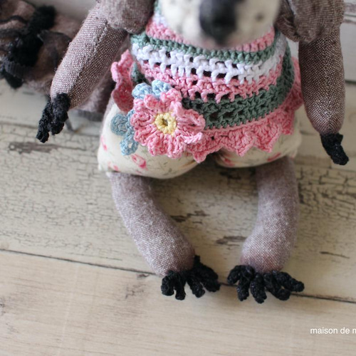 アライグマのぬいぐるみ テディベアタイプ 22cm レース編み