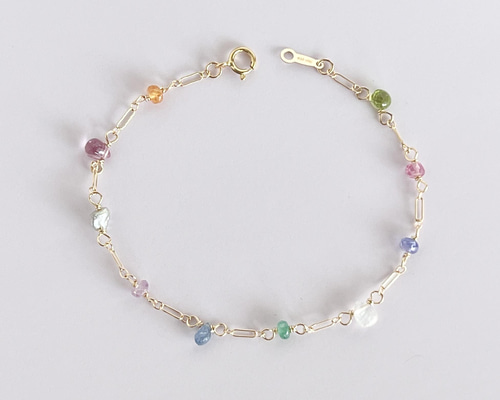 天然石 多色 ブレスレット 高品質++]天然マルチカラースピネルブレスレット（約7mm玉
