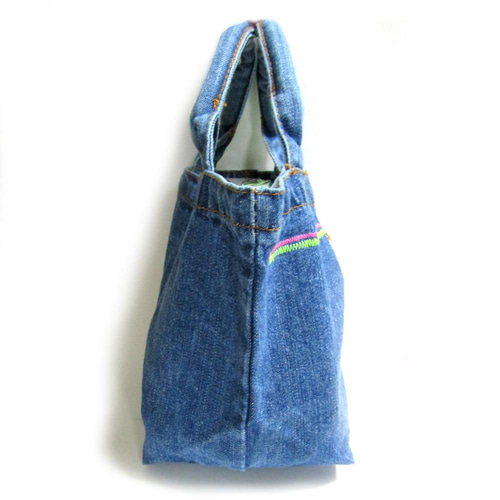 ふんわりミニトート▸︎▹︎デニムリメイク レオパ▸︎▹︎ハンドメイド 0_b7f1ec235ebca98bde2f24164b83