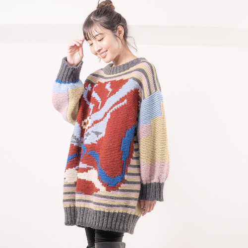 手編みレディースセーター （オールハンドメイド／オーバーサイズ