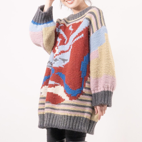 手編みレディースセーター （オールハンドメイド／オーバー
