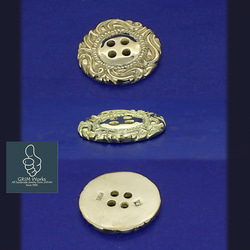 真鍮のボタン 個性的 唐草 丸 円 植物 ハンドメイド 幅約18mm カスタム加工可能 ペンダント ピアス シャツ 袖衿 3枚目の画像