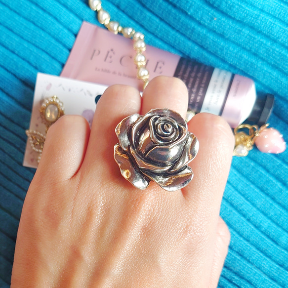 R9003 大ぶり アンティークローズリング 量産型 地雷 ライブ