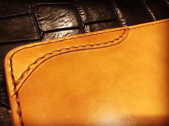 即納 Gravy Leather 新喜皮革 コードバン×栃木レザー スペシャル ネイティブ ロング ウォレット 馬革 5枚目の画像