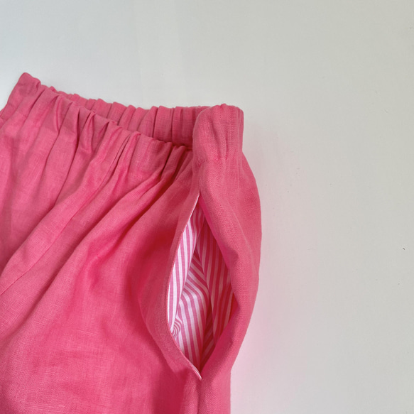 リネン　イージーパンツ　ピンク 5枚目の画像