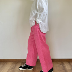 リネン　イージーパンツ　ピンク 2枚目の画像