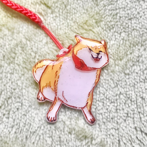 ぷっくり拒否柴キーホルダー レジン 柴犬 携帯ストラップ mizoochi