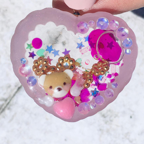 訳あり ハート♥の小さな天使くまちゃんシャカシャカキーホルダー(名前 