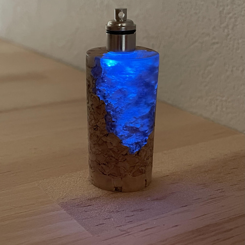 海の洞窟 LED付きハンドメイドミニオブジェ ワインコルク レジン