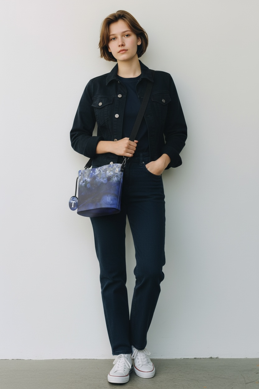 受注製作　海の底で見る夢　レザーバケットトート