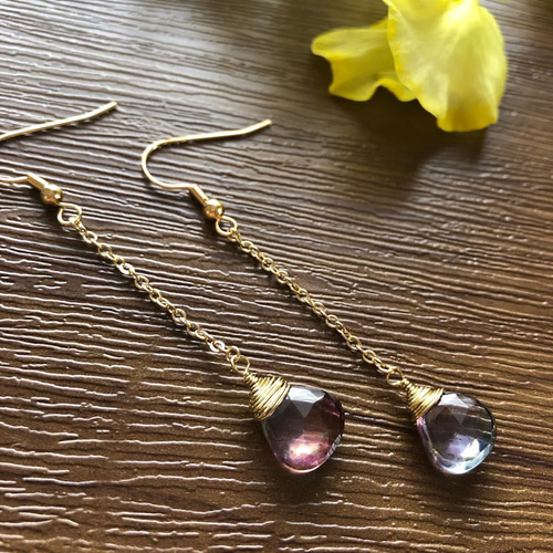 コーティングバイカラー水晶ピアス ピアス（フック・チェーン） LUNA