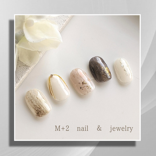 ネイルチップ スワロフスキー マーブル スモーク ベロア ♡A Nail