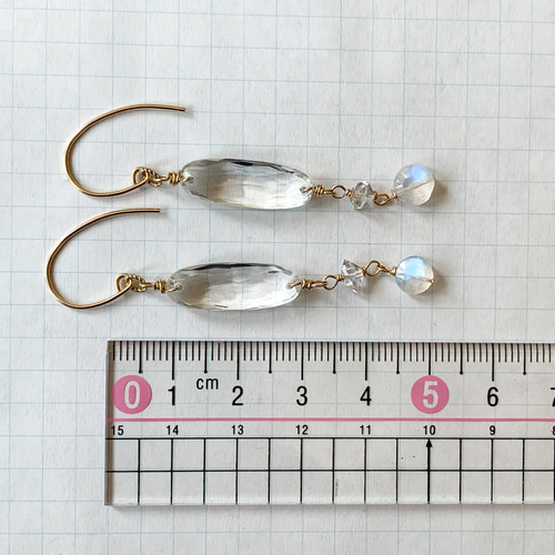 14kgf クリスタル水晶 アメジスト ガーネット ピアス イヤリング