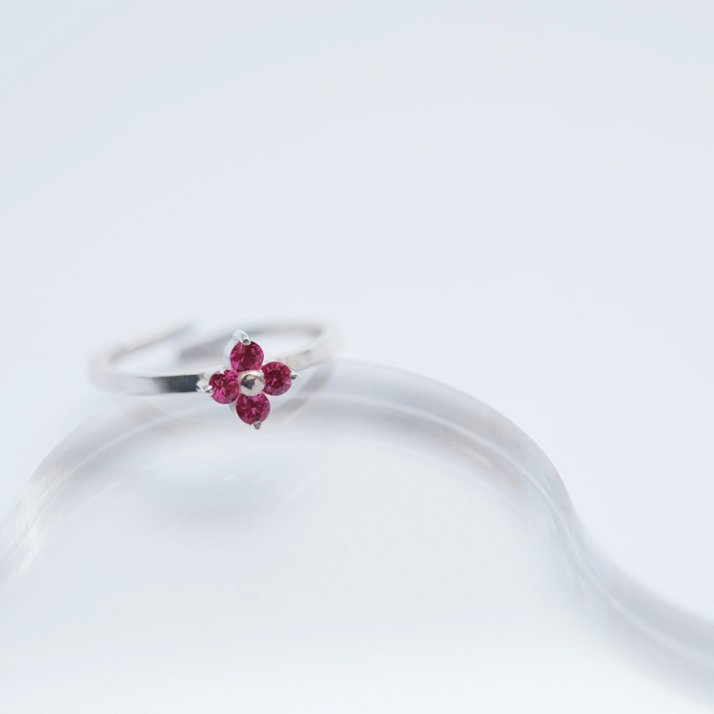 ルビー フラワー リング シルバー925