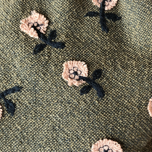 巾着バッグ　ミナペルホネン　ハンドメイド mix khaki skip 巾着 ミナペルホネンファブリック使用 丸底の巾着バッグ(khaki) トートバッグ