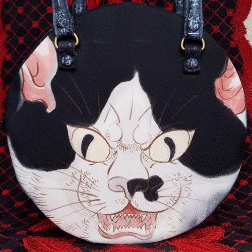 鈴木千恵×カラットコラボバッグ 化け猫・ムラサキ ボストン