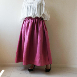 くすみピンクベルギーリネンロングスカート 2枚目の画像