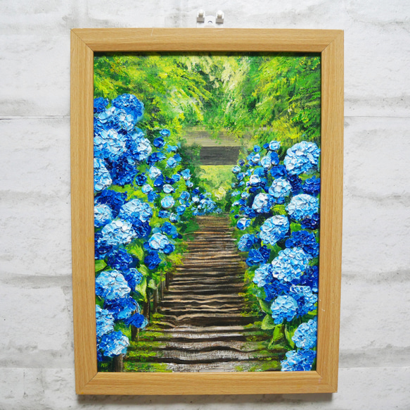 油絵 油彩 油彩画 絵 絵画【あじさい寺】 絵画 HR 通販