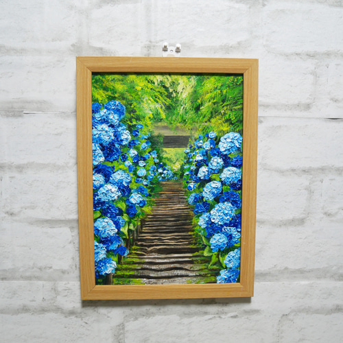 油絵 油彩 油彩画 絵 絵画【あじさい寺】 絵画 HR 通販
