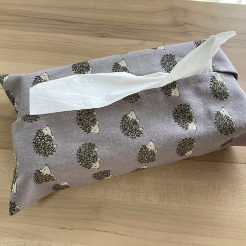 ティッシュケース ティッシュカバー ハリネズミの生地は見本です