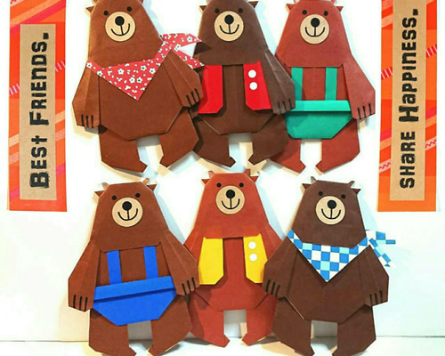 KUMA.No.8【折り紙】6匹の くま *** Bear その他素材 pirka kampi