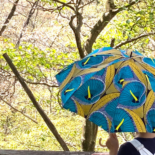防水スプレー済コンパクト　アフリカン　ワックスプリント　日傘
