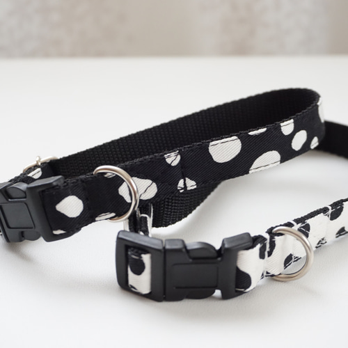 ダルメシアン柄（ツイル）＊犬用首輪（15／20mm幅） オーダー