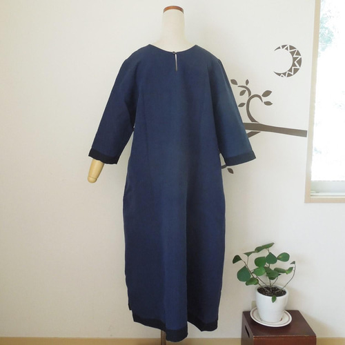再入荷】bighug リネンリバーシブルドレス○ネイビー ワンピース holy 