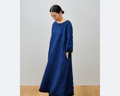 再入荷】bighug リネンリバーシブルドレス○ネイビー ワンピース holy 