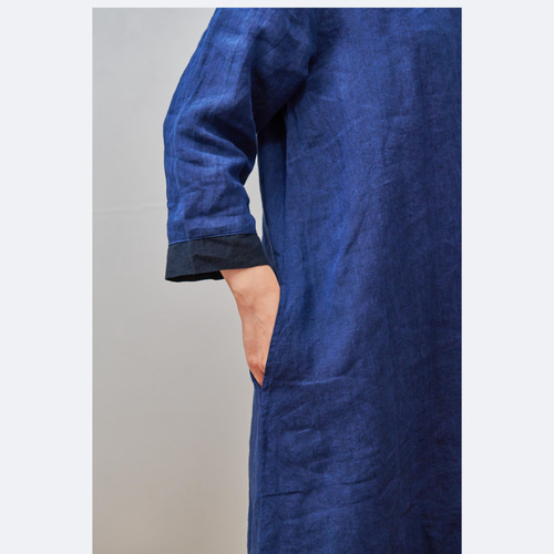 再入荷】bighug リネンリバーシブルドレス○ネイビー ワンピース holy 