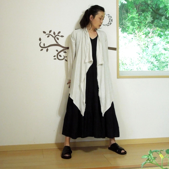 asana HEMP100% テロテロ NEW 麻女カーディガン・きなり【パヤカ