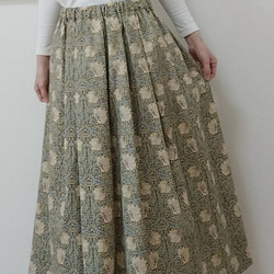 ピンパーネル [ウィリアムモリス] 花ベージュ タック＆ギャザースカート ロング モリス 1枚目の画像