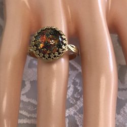S１９７０ 西ドイツ製 ヴィンテージglass ブラックオパール調 （フリーサイズ）ring 18枚目の画像