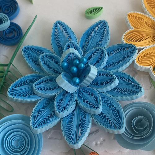 ペーパークイリング　ブルーのお花プレート d3b2283fe2ff751c7dfe6fdbbf887c