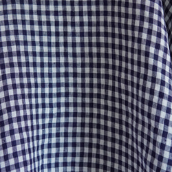 【ネイビーギンガムチェックリネン】【半袖ブラウス】大人のためのシンプルなTシャツブラウス 14枚目の画像