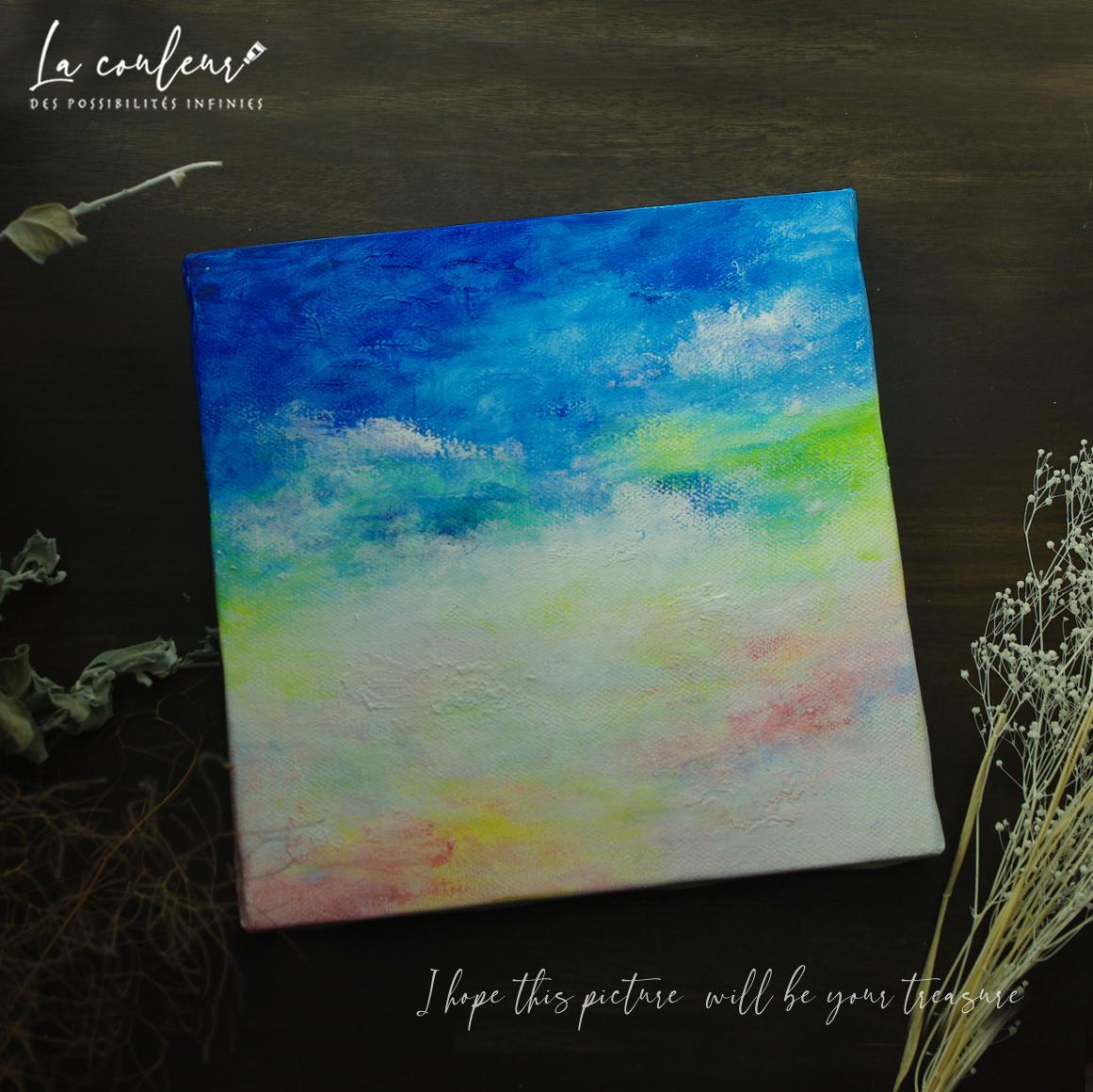 油絵（抽象画）空 抽象画 澄んだ空B 絵画 La couleur aya 通販 13746338｜Creema