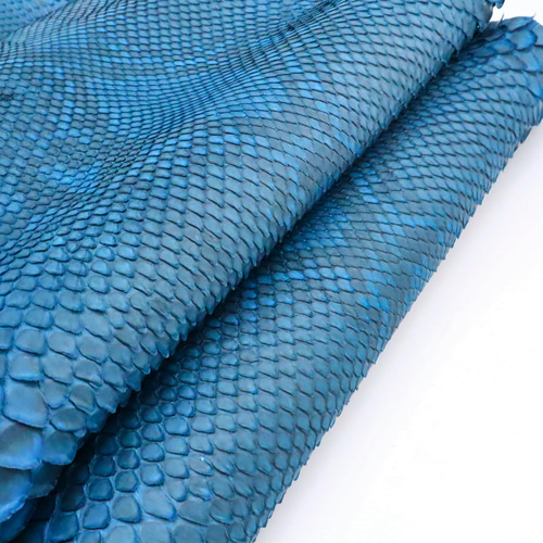 ヘビ革 本革 背革 ダイアモンドパイソン A4×2サイズ保証 ブルー