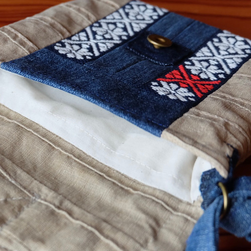 SA　デニムリメイク　キノコ刺繍のポシェット　ハンドメイド SA様専用 デニムリメイク キノコ刺繍のポシェット ハンドメイド こぎん