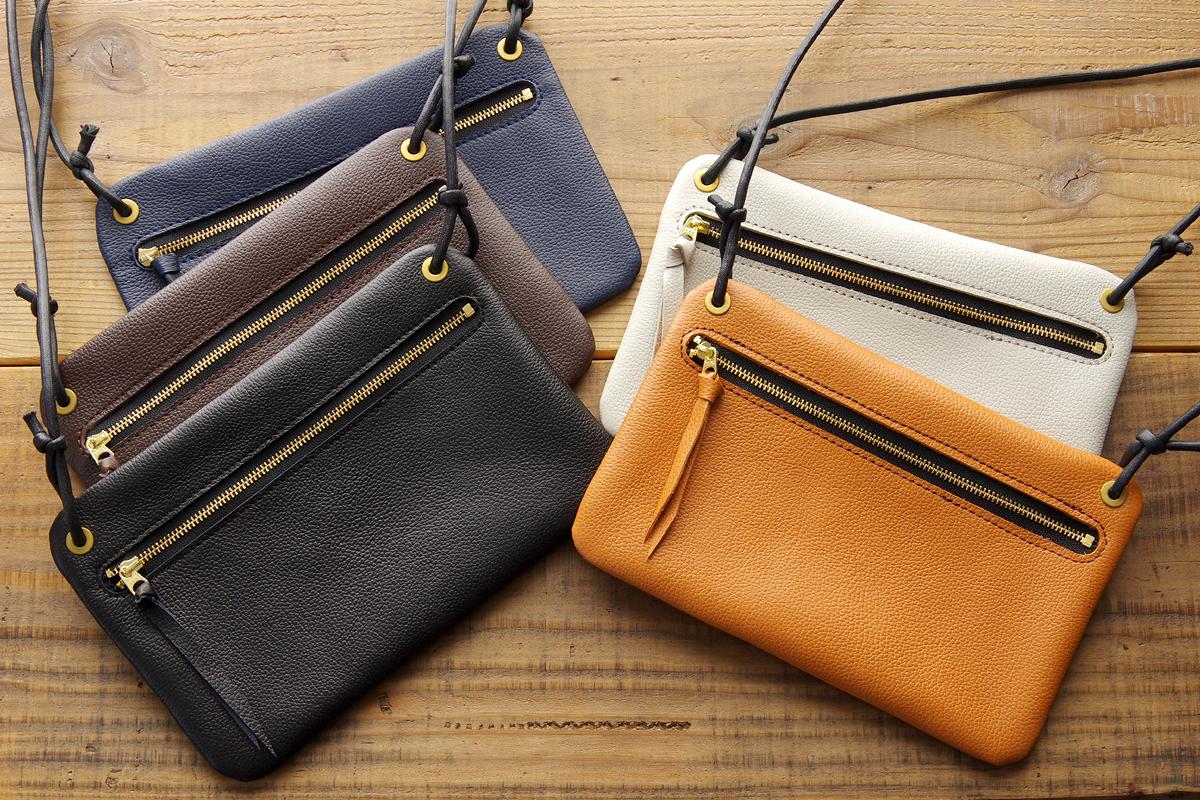 《LIONA》フラットレザーサコッシュ《5colors》