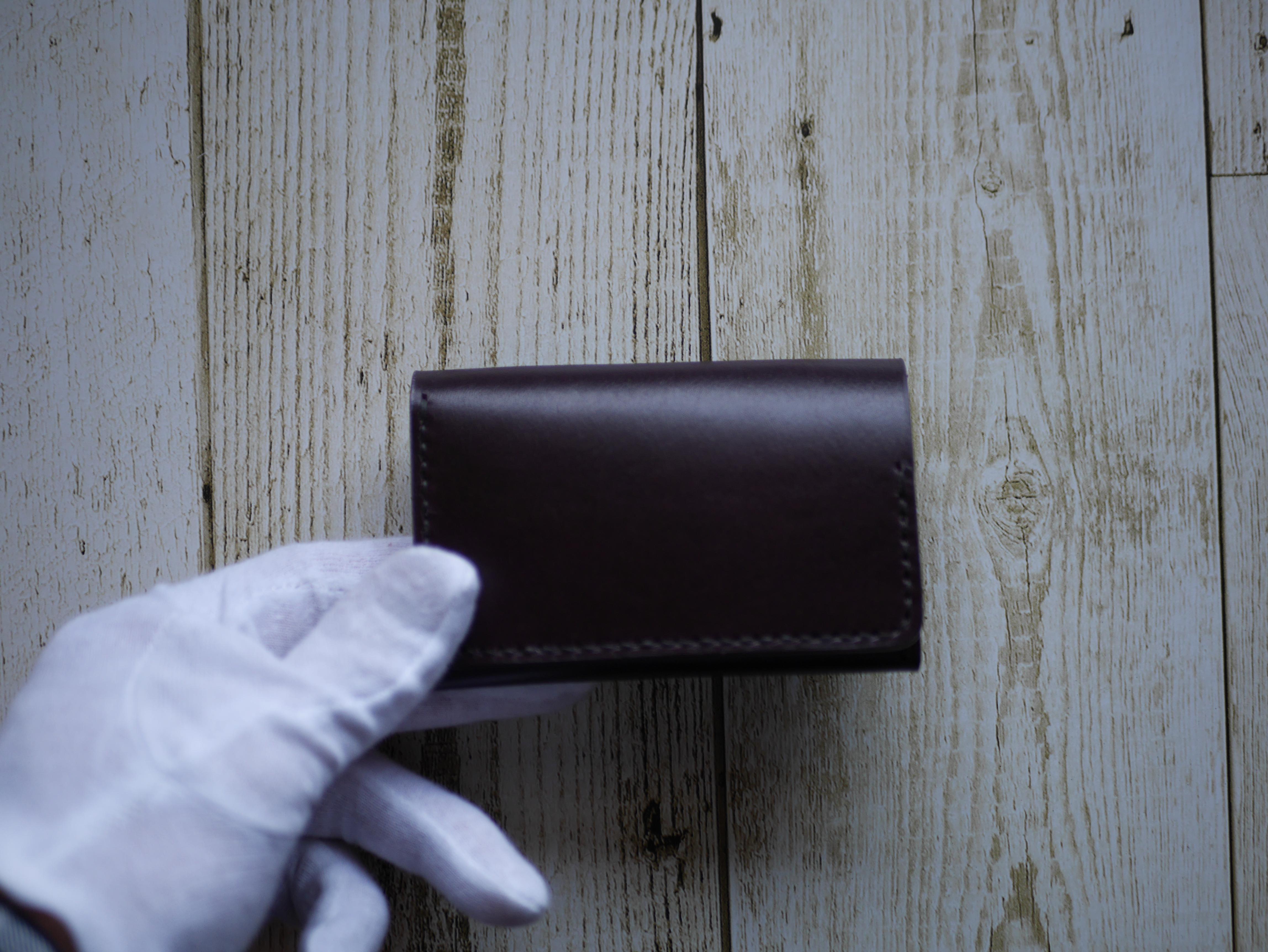 本革　名刺入れ　ワイン