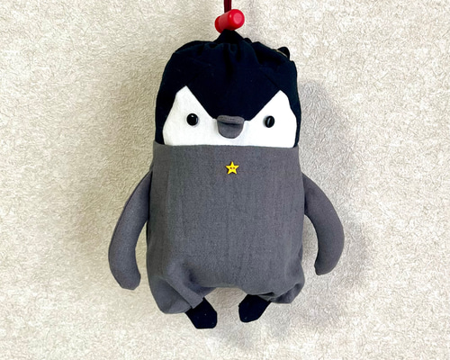 ハンドメイドオーダー品　ウサギ、ペンギン巾着 ハンドメイドオーダー品 ウサギ、ペンギン巾着