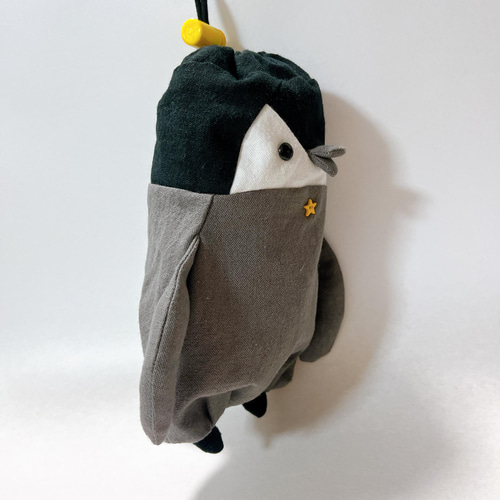 ペンギン巾着 サイズS□Dカン付き ペンギンポーチ 小さいサイズ