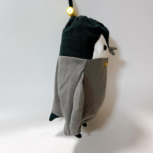 ペンギン＋巾着＝ペンギン着 Sサイズ Dカン付き□ペンギンポーチ